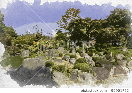 水彩風格的 Taimadera Okuin Pure Land Garden 奈良縣葛城 水彩風格的 Taimadera Okuin Pure Land Garden 奈良縣葛城 99901732