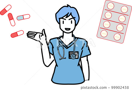Medical worker male explaining medicine 99902438