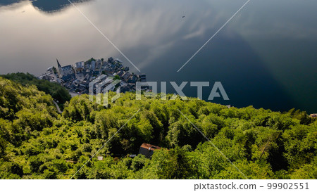 Top view of Hallstatt village, Hallstattsee lake in Austria, beautiful nature of Austria  99902551