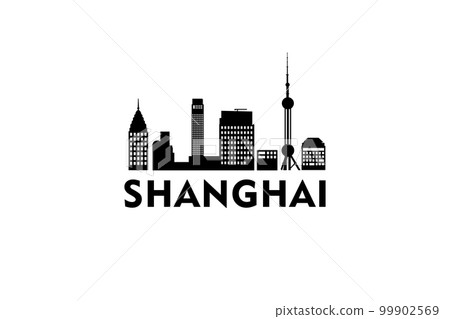 Shanghai Cityscape Logo Silhouette Design Vector 99902569