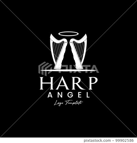 Twin Harp Angel Logo Design Inspiration 99902586