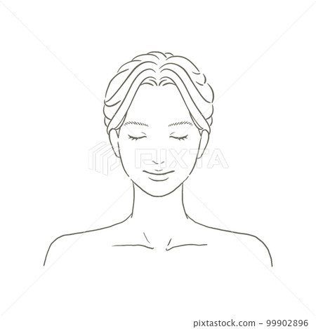 閉著眼睛的女人的正面 99902896