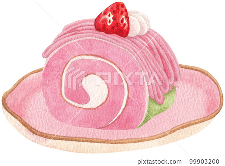 Cherry blossom dessert watercolor png element Cherry blossom dessert watercolor png element 99903200