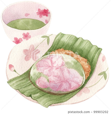 Cherry blossom dessert watercolor png element Cherry blossom dessert watercolor png element 99903202