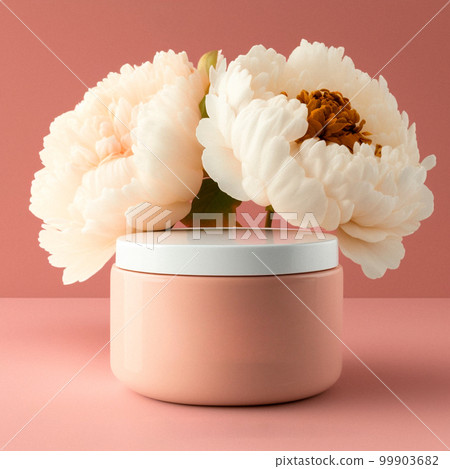 Composition of white plastic tubes for cosmetic products placed on pink background. Composition of white plastic tubes for cosmetic products placed on pink background. 99903682