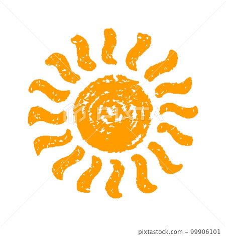 Hand painted sun symbol, hand drawn with crayon 99906101