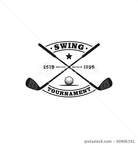 crossed stick golf logo badge label design 99906391