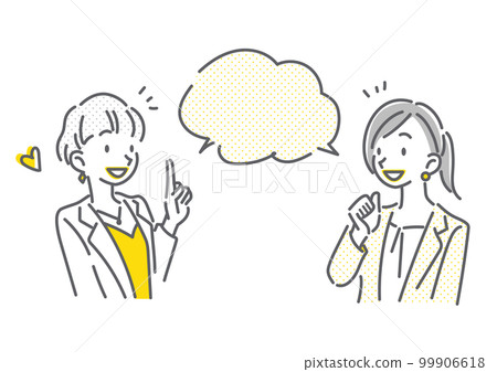 Two business women having a conversation Simple and stylish line drawing illustration 99906618