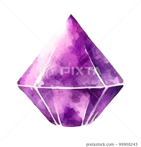 Vector pink purple diamond crystal. Watercolor illustration. Vector pink purple diamond crystal. Watercolor illustration. 99908243