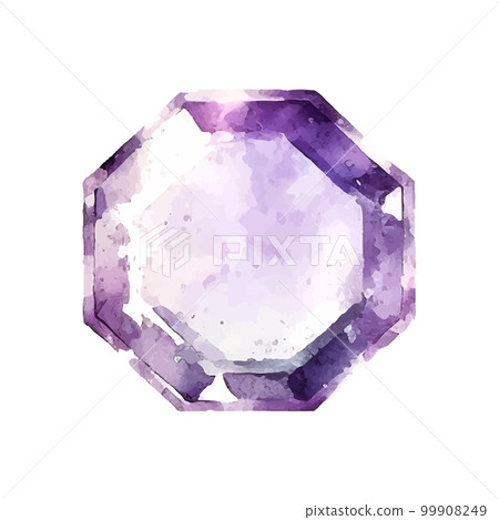 Vector pink purple diamond crystal. Watercolor illustration. Vector pink purple diamond crystal. Watercolor illustration. 99908249