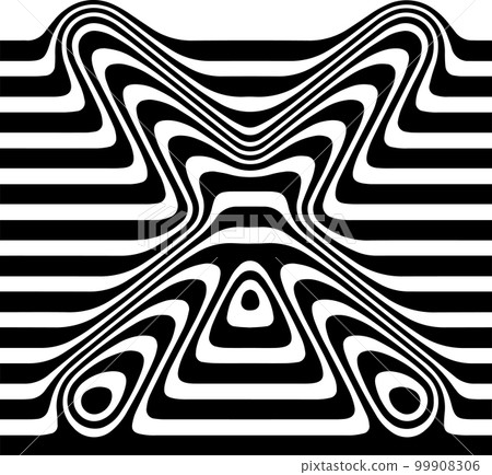 Liquified letter X, 3d striped sign, optical illusion font for opart style logo and monogram. Vector typographic design Liquified letter X, 3d striped sign, optical illusion font for opart style logo and monogram. Vector typographic design 99908306