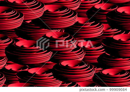 Red Isometric Concentric Ring Seamless 3D Pattern 99909084