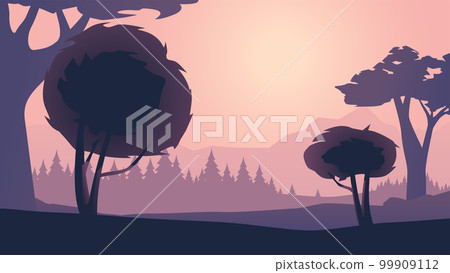 a simple forest at sunset parallax ready 99909112