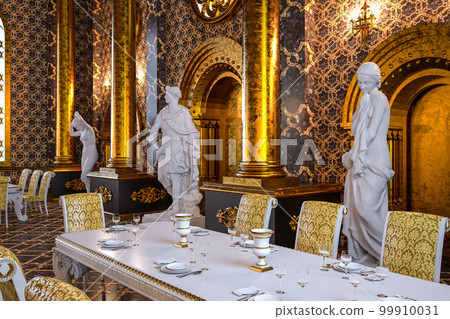 3D rendering of the hall in a classic style. Classic interior 99910031