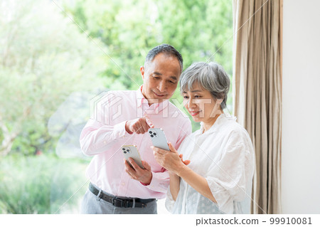 Senior couple with smartphone 99910081
