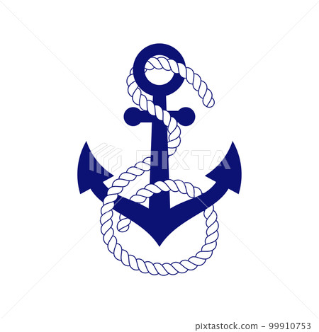Anchor with rope wrapped around. Marine company logo. Anchor with rope wrapped around. Marine company logo. 99910753