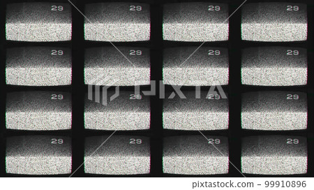 Old TV screen noise analog glitch. Security surveillance. Black white grain texture channel static distortion on retro CRT television set monitor illustration. Old TV screen noise analog glitch. Security surveillance. Black white grain texture channel static distortion on retro CRT television set monitor illustration. 99910896