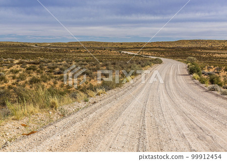 Gravel road in Kgalagadi transfrontier park, South Africa Gravel road in Kgalagadi transfrontier park, South Africa 99912454