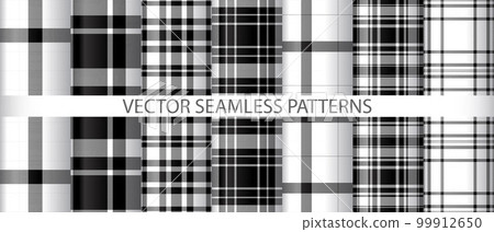 Set pattern textile fabric. Background check tartan. Vector plaid seamless texture. Set pattern textile fabric. Background check tartan. Vector plaid seamless texture. 99912650