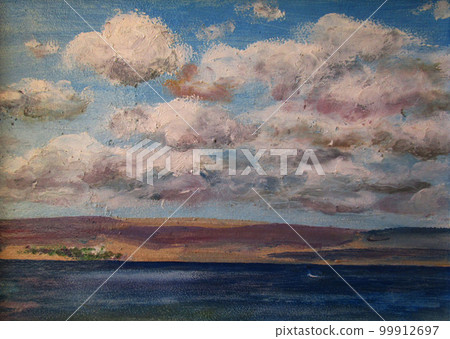 Clouds over the blue sea, oil painting Clouds over the blue sea, oil painting 99912697
