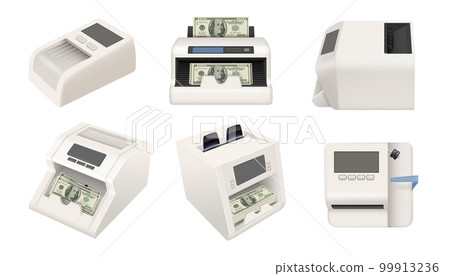 Counter money. Realistic template of electronic items for bank count cash money decent vector set Counter money. Realistic template of electronic items for bank count cash money decent vector set 99913236