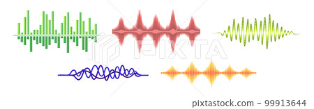 Sound Waves and Audio Digital Equalizer Curve with Amplitude Vector Set Sound Waves and Audio Digital Equalizer Curve with Amplitude Vector Set 99913644