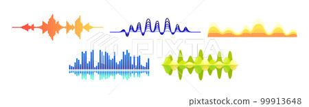 Sound Waves and Audio Digital Equalizer Curve with Amplitude Vector Set Sound Waves and Audio Digital Equalizer Curve with Amplitude Vector Set 99913648