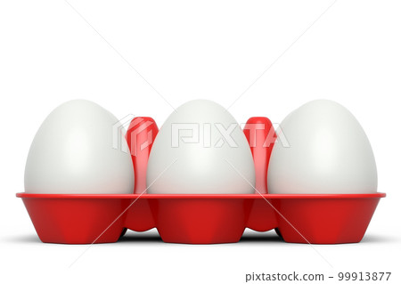 Farm raw organic white sugar-coated eggs for morning breakfast in plastic tray 99913877