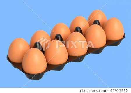 Farm raw organic brown eggs for morning breakfast in plastic tray Farm raw organic brown eggs for morning breakfast in plastic tray 99913882