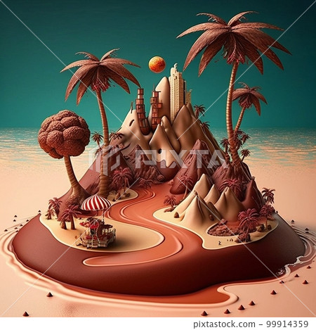 chocolate milk island with cream and popcorn 99914359