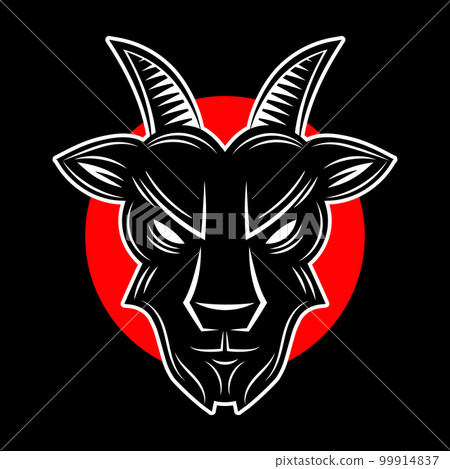 Minimal Goat Head Logo - A sketch of a Goat head. Goat Head Line Icon. Vector illustration on a white 99914837