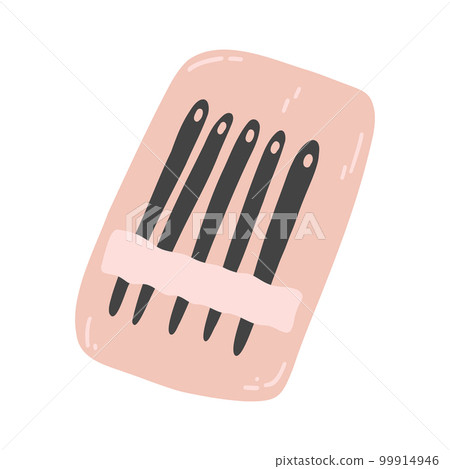 Sewing needle hand drawn icon. Vector illustration of needlework supply, concept of sewing, embroidery, handicrafts, hobby Sewing needle hand drawn icon. Vector illustration of needlework supply, concept of sewing, embroidery, handicrafts, hobby 99914946