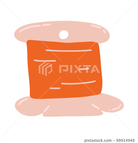 Bobbin with floss in cartoon flat style. Hand drawn vector illustration of mouline threads, needlework supply, concept of sewing, embroidery, handicrafts, hobby Bobbin with floss in cartoon flat style. Hand drawn vector illustration of mouline threads, needlework supply, concept of sewing, embroidery, handicrafts, hobby 99914948