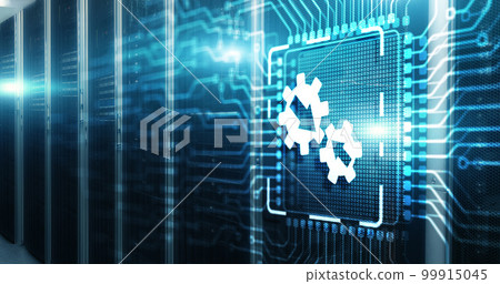 Inscription INTEGRATION on 3d Electronic Circuit Board Chip Inscription INTEGRATION on 3d Electronic Circuit Board Chip 99915045