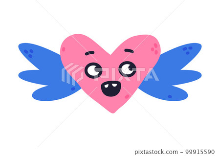 Pink Heart with Blue Wings as Creative Element Isolated on White Background Vector Illustration Pink Heart with Blue Wings as Creative Element Isolated on White Background Vector Illustration 99915590