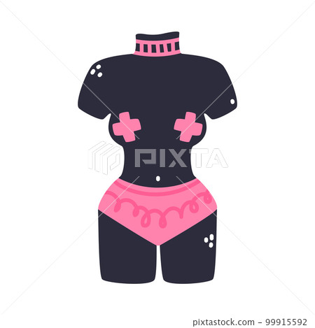 Black Female Body Mannequin in Pink Panties and Cross as Creative Element Isolated on White Background Vector Illustration Black Female Body Mannequin in Pink Panties and Cross as Creative Element Isolated on White Background Vector Illustration 99915592