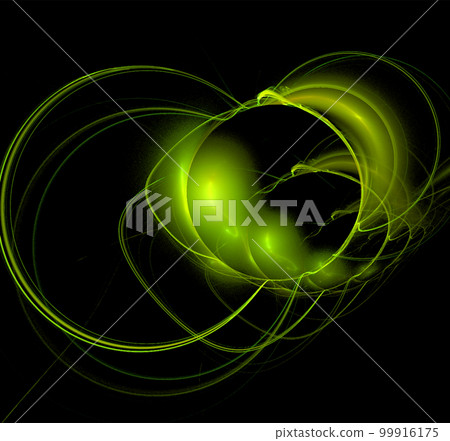 green abstract spherical linear pattern on black background, wallpaper, design 99916175