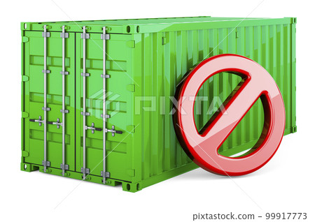 Cargo container with forbidden symbol, 3D rendering Cargo container with forbidden symbol, 3D rendering 99917773