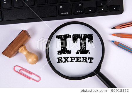 IT EXPERT Concept. Computer keyboard on a white office table IT EXPERT Concept. Computer keyboard on a white office table 99918352