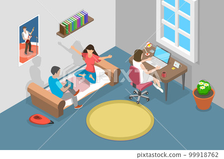 3D Isometric Flat Vector Conceptual Illustration of Student Dormitory 99918762