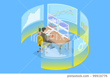 3D Isometric Flat Vector Conceptual Illustration of Working Trader or Broker 3D Isometric Flat Vector Conceptual Illustration of Working Trader or Broker 99918776
