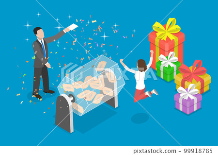 3D Isometric Flat Vector Conceptual Illustration of Lottery Draw 99918785