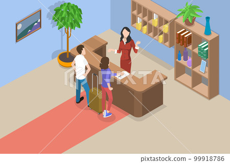 3D Isometric Flat Vector Conceptual Illustration of Receptionist 99918786