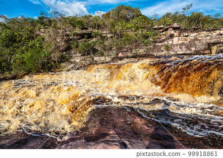 The Tiburtino waterfall in Mucuge, in the Chapada Diamantina, in Bahia, Brazil. Sempre Viva park 99918861