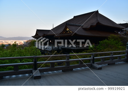 Kyoto, Japan, Kiyomizudera in spring, the main hall called Kiyomizu's stage, the beautiful morning sun, blue sky and cityscape, the view from Okunoin Kyoto, Japan, Kiyomizudera in spring, the main hall called Kiyomizu's stage, the beautiful morning sun, blue sky and cityscape, the view from Okunoin 99919921