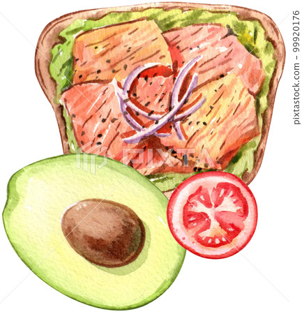 Avocado watercolor png element 99920176