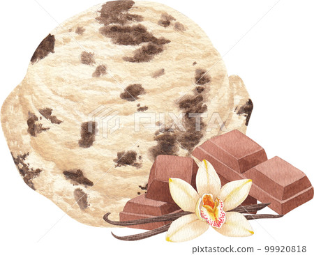 Ice cream scoop watercolor png element 99920818