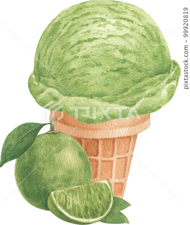 Ice cream scoop watercolor png element 99920819