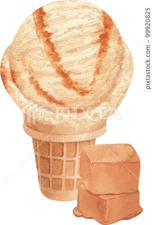 Ice cream scoop watercolor png element 99920825