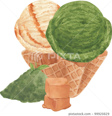 Ice cream scoop watercolor png element 99920829